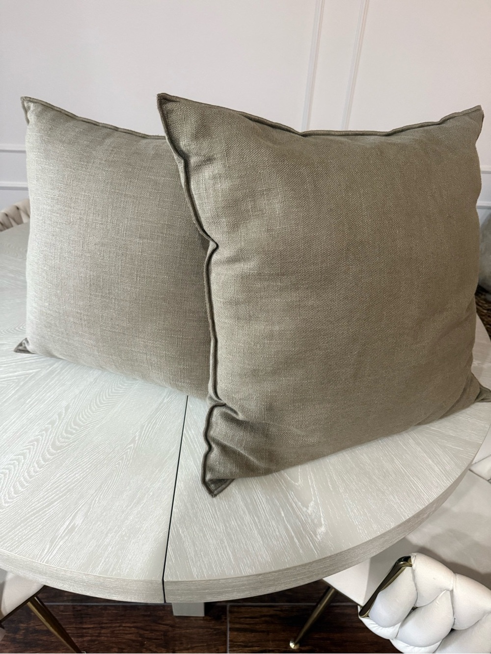 West Elm Linen-Look Dark Green Accent Pillow Covers (2)